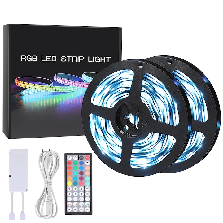 LED szalagfény, Goeco, 5050, 24V, IP20, Bluetooth, távirányító, 20m (2 x 10 m), RGB, nem fűzhető
