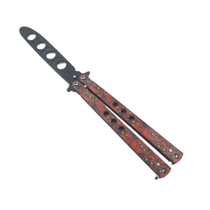 Cutit Fluture Pentru Antrenament, Cap de Mort, 22 cm, Rosu, Dalimag