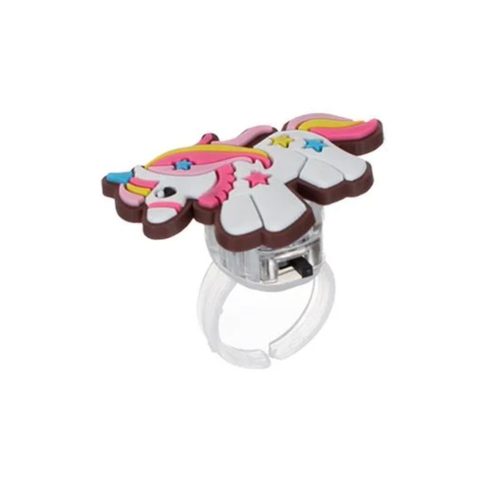 Gyűrű lámpákkal gyerekeknek, Unicorn Girl, állítható méretű, Többszínű - Varázsgyűrű lányoknak, állítható és fényes