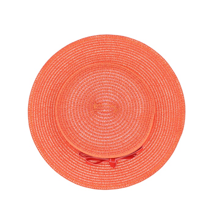 Palarie de soare, dama, Anoul, din paie de hartie, one size, bor mic, cu banda decorativa, Rosu - PAL1250