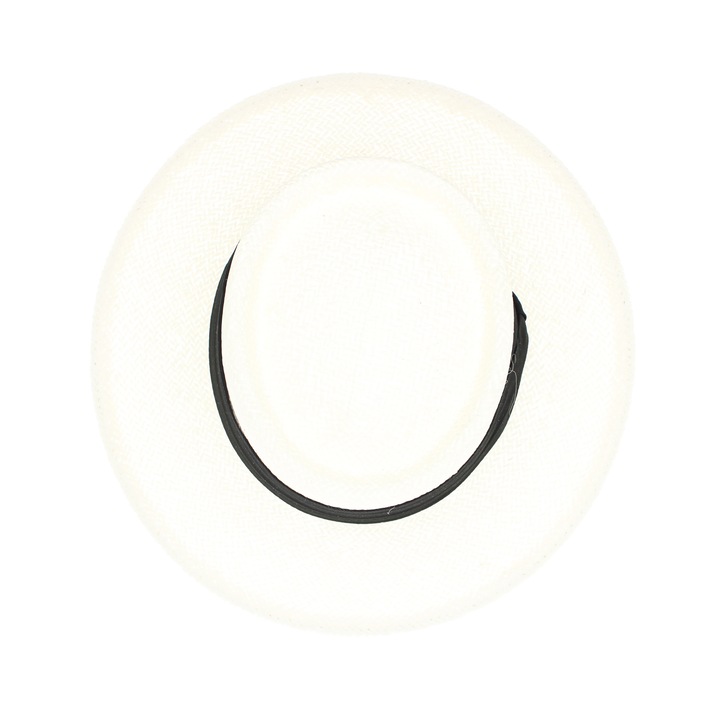 Шапка за слънце, дамска, Buticcochet, изработена от хартиена слама, един размер, с декоративна текстилна лента, бяло с черно - PAL1256