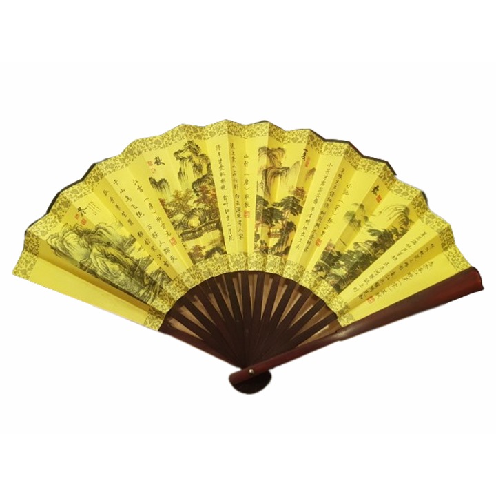 Ahelos legyező, Textil/Bambusz, Többszínű, 52 x 32 cm