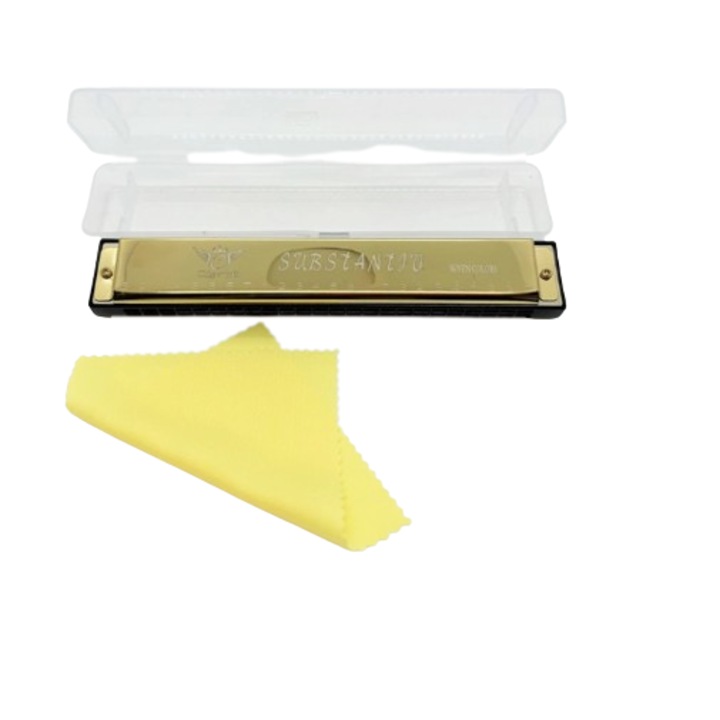 Armonica, Ahelos, Metal/Plastic, Semi-profesionala, Auriu