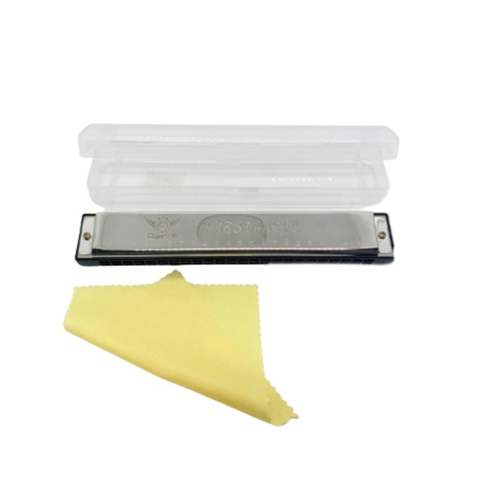 Armonica, Ahelos, metal/plastic, semiprofesional, argintiu