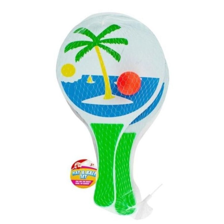 Тенис Ahelos, Плажен, Дървени хилки, Пластмасово топче, 33 см