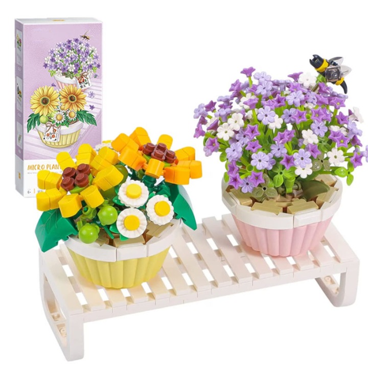 Set de constructie pentru adulti, ABS, Model flori, 543 bucati, 6 ani +, Multicolor