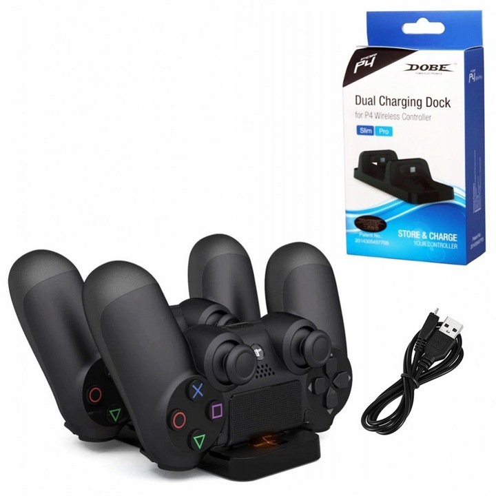 Двойно зарядно Dobe, за PS4 Dualshock 4, Черен