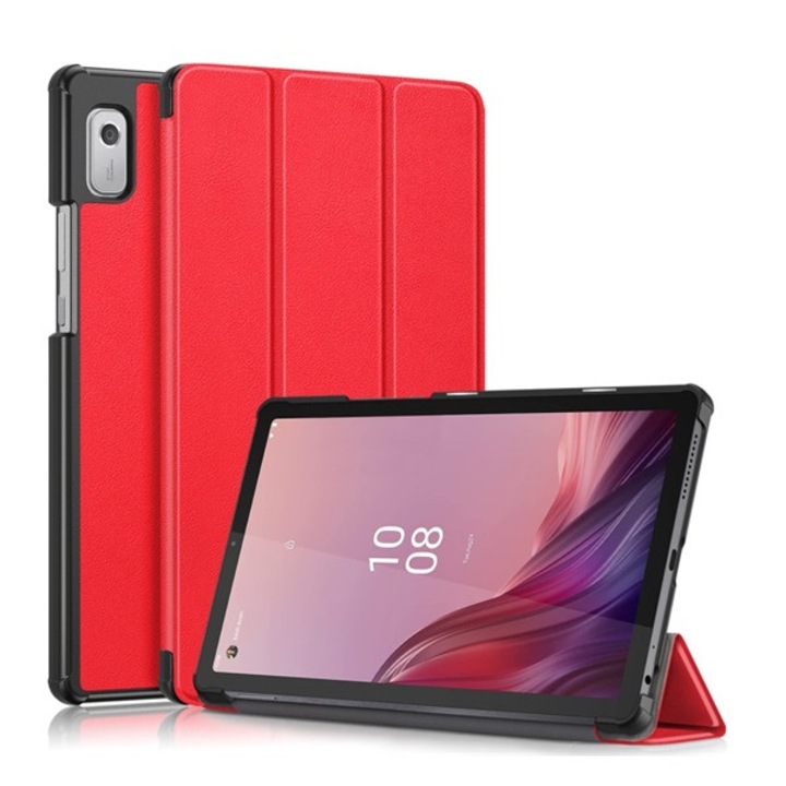 Tablet tok, kompatibilis, Lenovo Tab M9 (TB310X) LTE / Tab M9 (TB310F) WIFI Gigapack tok álló, bőr hatású (aktív flip, oldalra nyíló, trifold, asztali tartó) piros, gigapack csomagolás