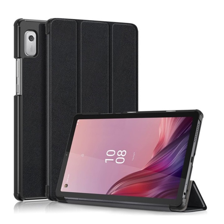 Tablet tok, kompatibilis, Lenovo Tab M9 (TB310X) LTE / Tab M9 (TB310F) WIFI Gigapack tok álló, bőr hatású (aktív flip, oldalra nyíló, trifold, asztali tartó) fekete, gigapack csomagolás