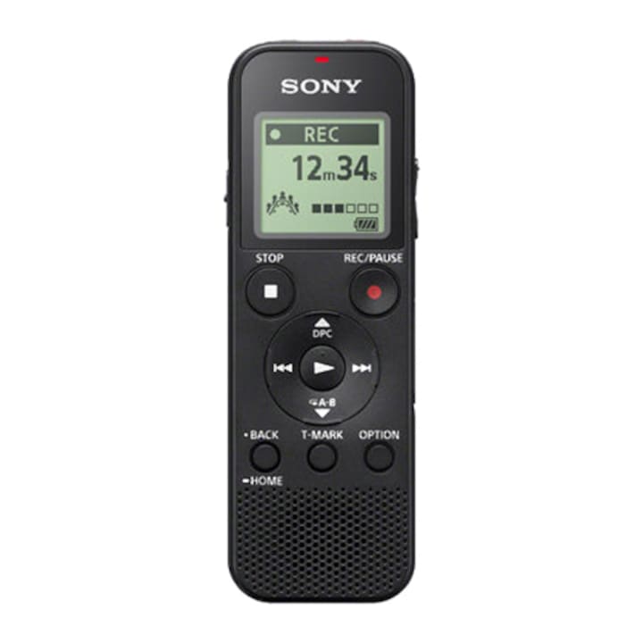 Sony ICD-PX370 diktafon, 4GB, MP3 funkció, Fekete