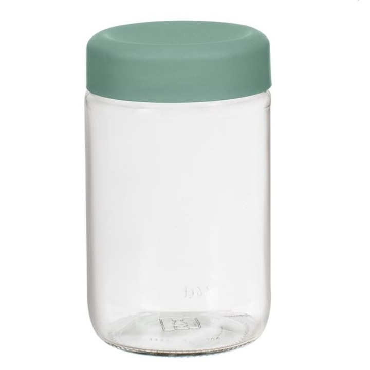 Буркан за съхранение, капачка на винт, пластмаса/стъкло, ментово зелено/прозрачен, 660 мл, 8,5x14 см