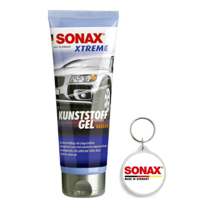 Set gel restaurator nanopro pentru suprafete exterioare din plastic, 250 ml si breloc Sonax