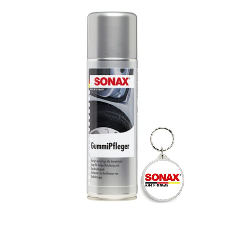 Set solutie pentru intretinerea componentelor din cauciuc, Sonax 300 ml si breloc Sonax