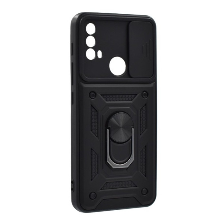 Gigapack defender szilikon mobiltelefon tok, ütésállóság, tartógyűrű, kameravédő, fekete, kompatibilis: Motorola Moto E20, XT2155, / Moto E40, XT2159, / Moto E30, XT2159