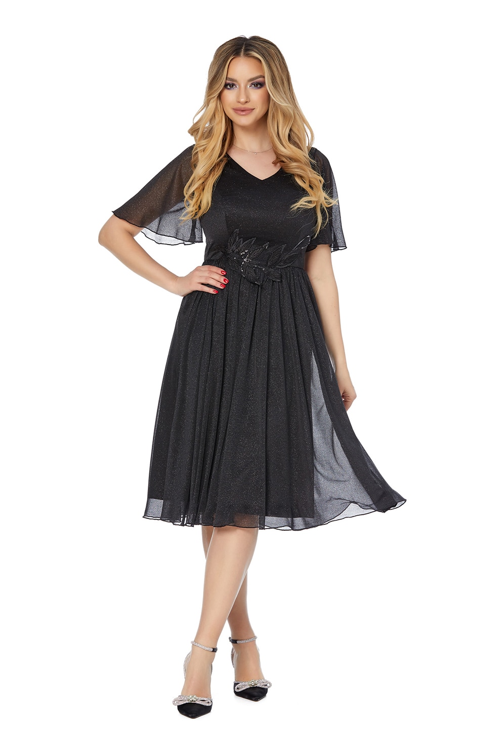 BAROCCA, Rochie midi evazata Ariel, Negru, 40