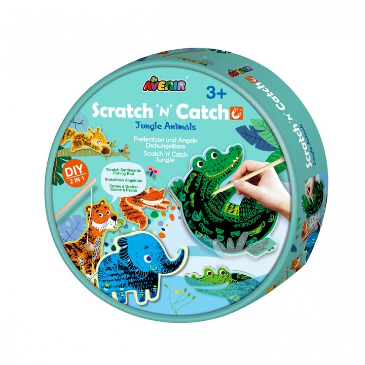 2в1 игра за риболов с възможност за надраскване - Scratch 'N' Catch - Jungle Animals, Future, 3 години +