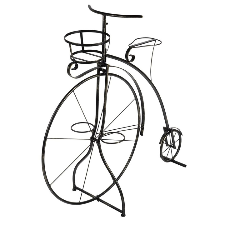 Suport pentru flori in forma de bicicleta Vintage, 3 rafturi, dimensiune 100x38x96 cm