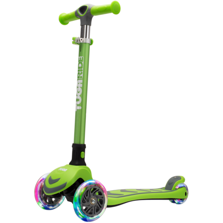 Trotineta copii, TUGA RIDE 4Glow - Verde, pliabila, 3 - 8 ani, lumini, 4 roti cu LED, ghidon reglabil, stabila, auto-echilibrare, frana aluminiu