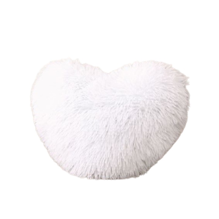 Пухкава декоративна възглавница, форма на сърце, Jojo Home, 40x30x10см, бяла
