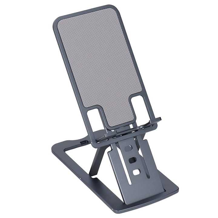 Suport din Aluminiu de Masa sau Birou pentru Tableta sau Telefon, Pliabil, Reglabil si Portabil, cu Reglaj Multiplu Design Premium, CBD CORAL BEST DEALS Negru