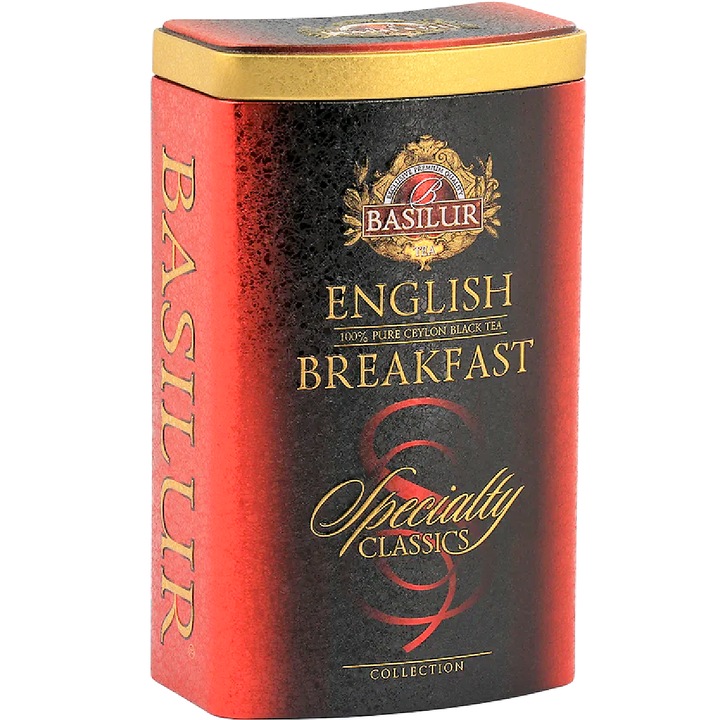 Ceai negru pur de ceylon English Breakfast "colectia Specialty Classics", cutie metalica 100gr, Basilur Tea