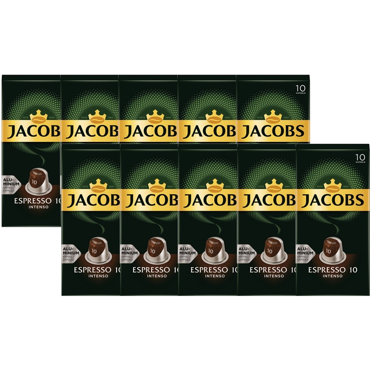 Jacobs Espresso Intenso (10) Nespresso kompatibilis kávékapszula, 10x10 db