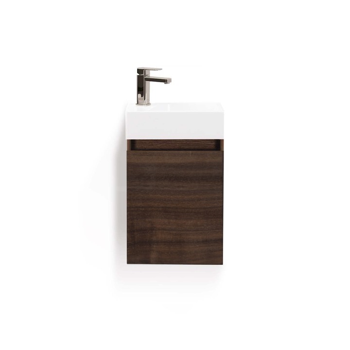 Dulap cu chiuveta baie, Stillform, Alb/Maro