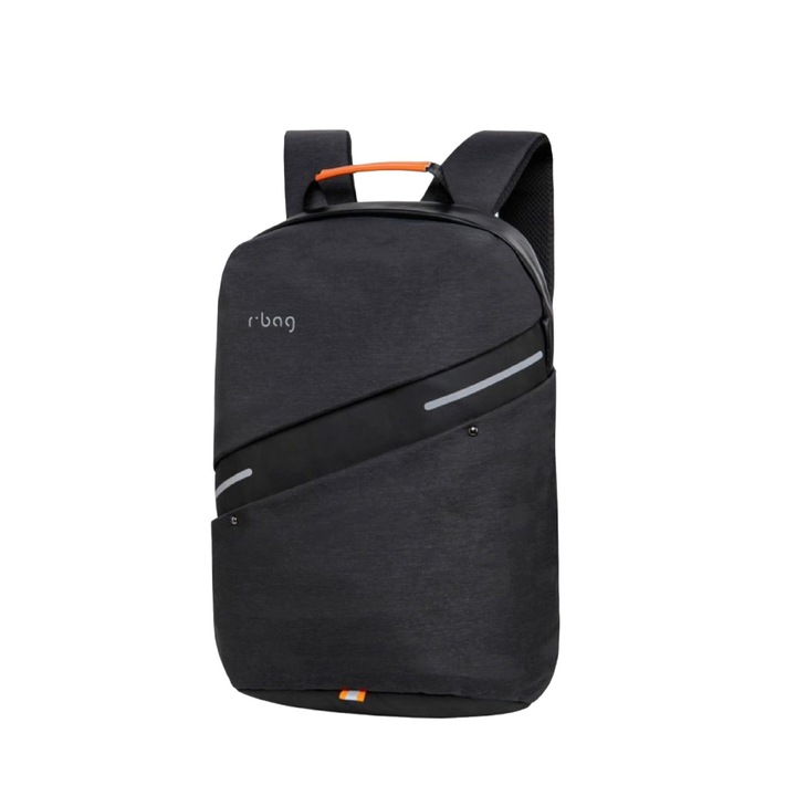 Rucsac calatorie R-Bag Bunker, negru, cu port USB pentru incarcare, detalii reflectorizante si buzunar antifurt, impermeabil, dimensiune 48 x 32.5 x 17 cm