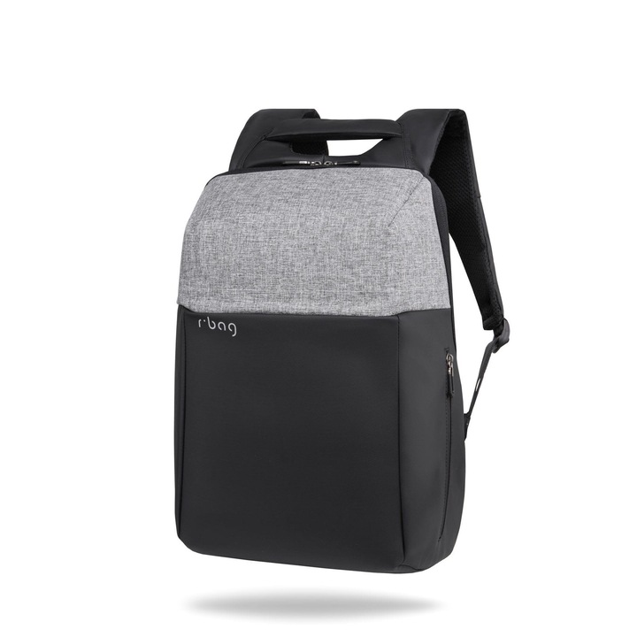 USB laptop hátizsák, R-BAG, poliészter, szürke/fekete