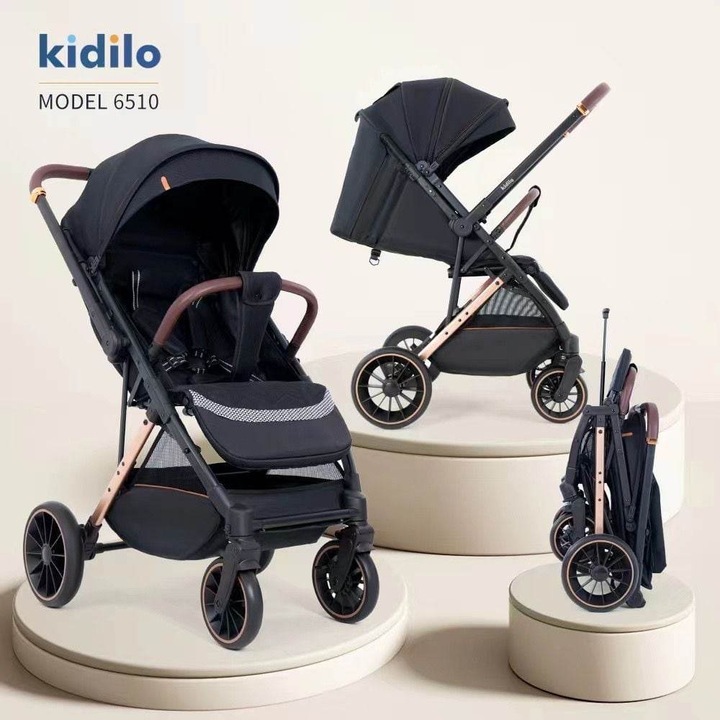 Carucior Copii, Tip sport cu pozitie de somn, Pliere Troller, Spatar reglabil, Maner reversibil, Tehnologia inovatoare One-Hand Folding, Bubu-Still, negru