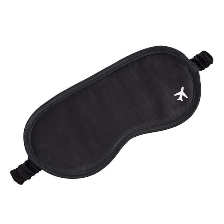 Masca pentru dormit Travel, ideal calatorii, exterior Poliester, interior Velur, negru, 20 x 9 cm