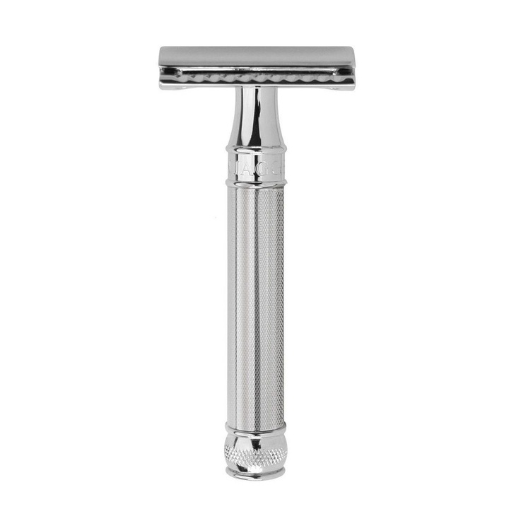 Edwin Jagger Aparat de barbierit clasic, DE89BA11BL Chrome + 1 set 5 lame Derby CADOU