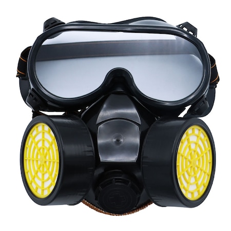Set Ochelari si Masca de Protectie, KINSI, 2 Filtre de Carbon Activ, Protectie Impotriva Vaporilor, Vopselei sau Prafului, Negru