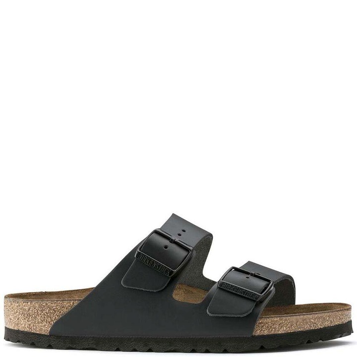 Slapi barbati, Birkenstock, Piele naturala, Marime 41, Negru