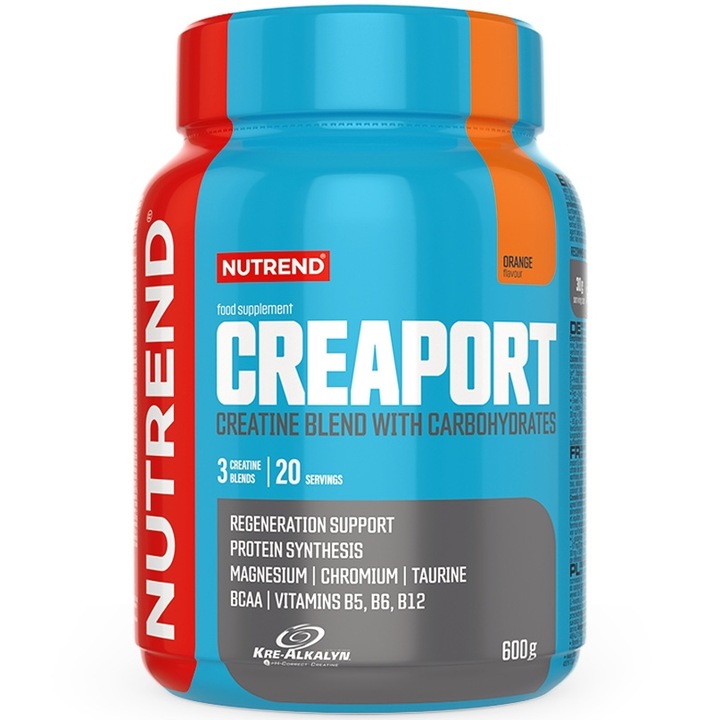 Creatina + carbohidrati Nutrend CREAPORT, 600 g, Portocale