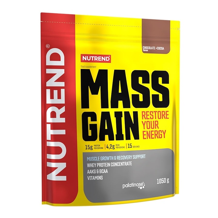 Gainer Nutrend MASS GAIN, 1050g, Ciocolata si cacao