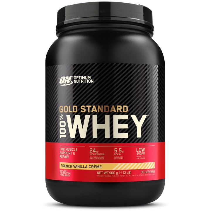Хранителна добавка Optimum Nutrition ON 100% Whey Gold Standard, 896 гр, Френски ванилов крем