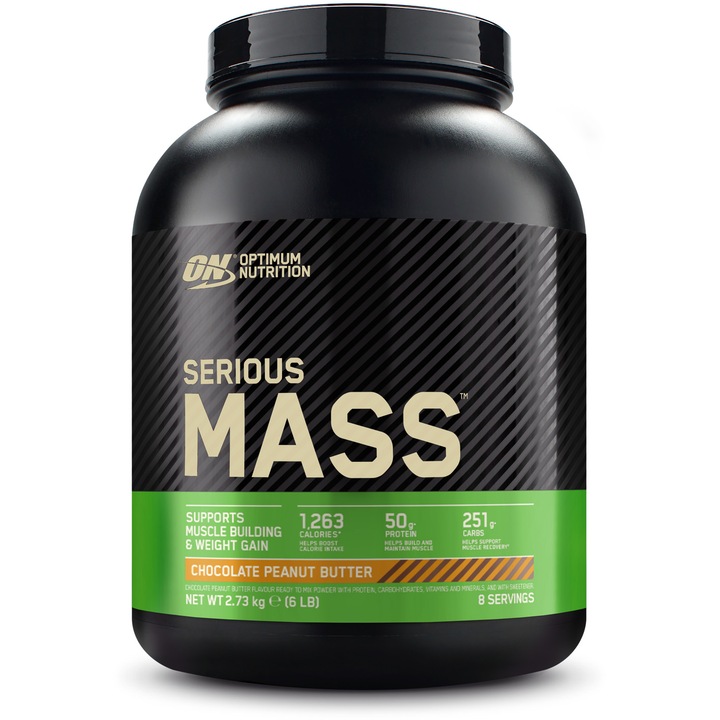 Суроватъчен протеин Optimum Nutrition, ON Serious Mass, 2730 g, Шоколад и фъстъчено масло