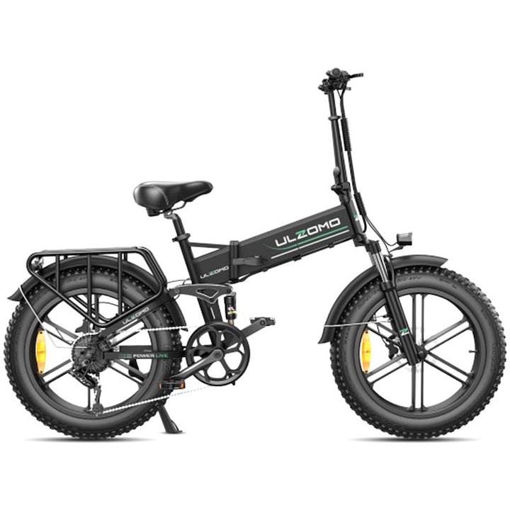 Bicicleta electrica pliabila Ulzomo Dunes 20 E-bike, Negru