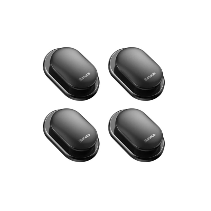 Set 4 mini cuiere agatatori autoadezive, versatile pentru autoturisme, acasa sau la birou, in culoarea neagra