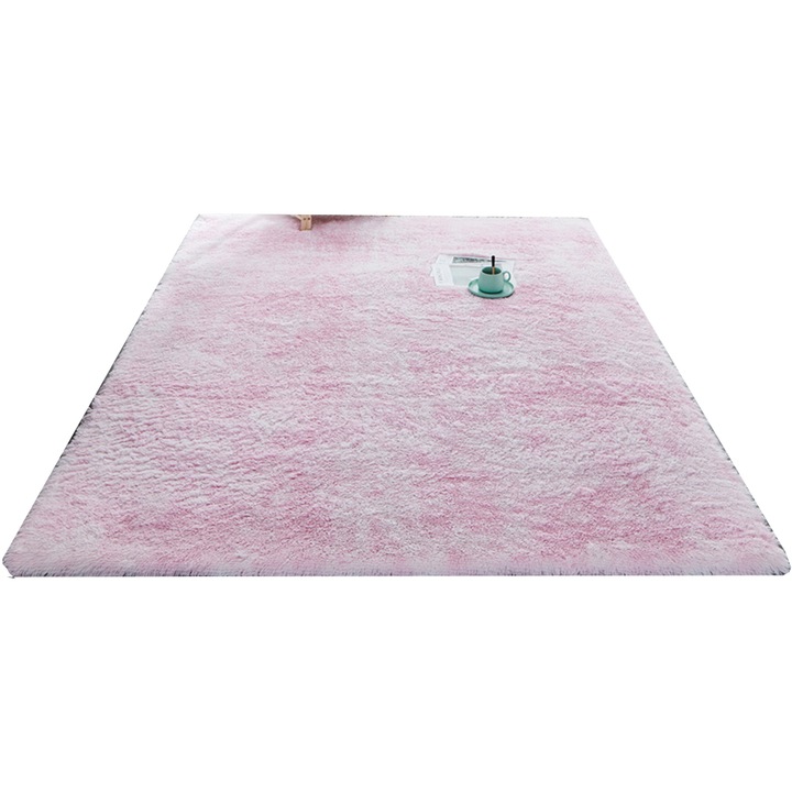 Килим, плюшен, розов, 50x150 см, класически дизайн, може да се пере