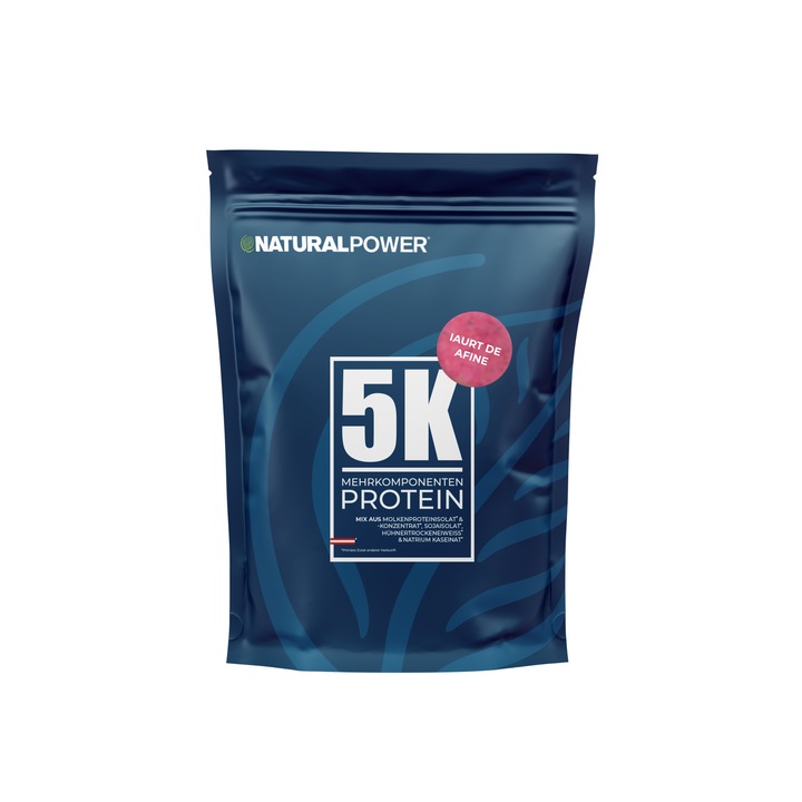 Proteina complexa – 5 componente, Natural Power, aroma de Iaurt si Afine, 500g