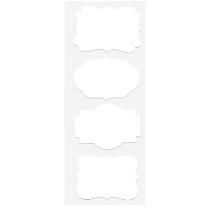 Комплект от 40 броя самозалепващи етикети, Duragon, бели, за писане с маркер, различни форми, 3,5х6см