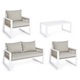 Set mobilier gradina alb bej Captiva 130x78x74.5 cm