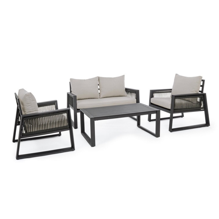 Сив антрацит бежов комплект градински мебели Captiva 130x78x74.5 cm