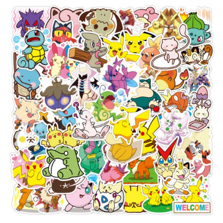 Set 150 stikere Pokemon, diferite caractere