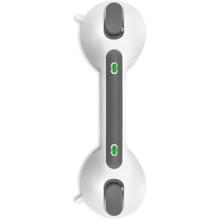 Maner de Siguranta cu Ventuze Pentru Baie si Casa, JENUOS®, Indicator de culoare, Eliberare rapida, Anticoroziv, alb/gri