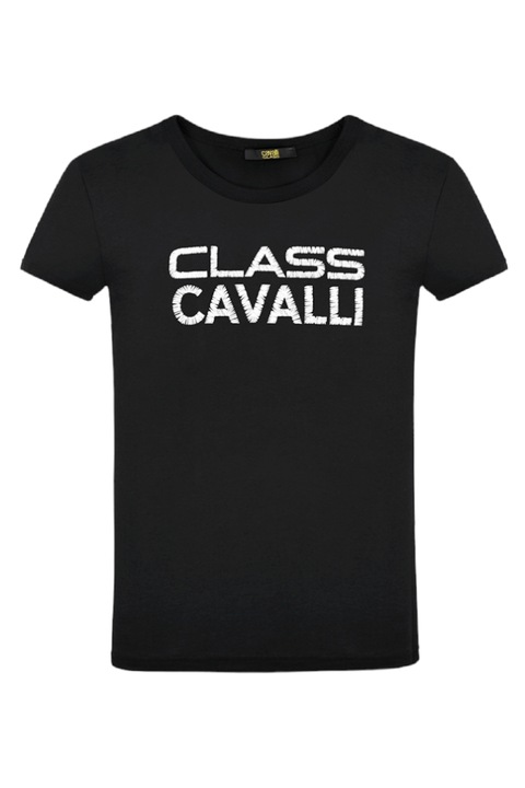 Tricou cu logo imprimat, Cavalli Class, Negru