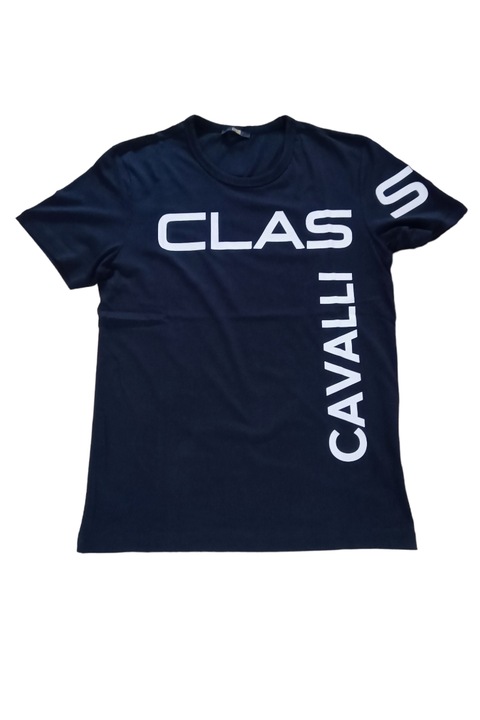 Tricou barbati cu imprimeu text, Cavalli Class, Bleumarin
