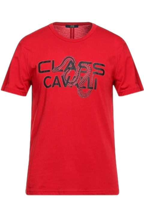 Tricou barbati cu logo print, Cavalli Class, Rosu